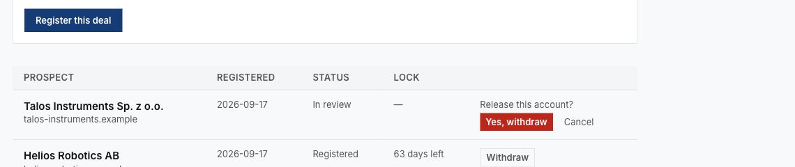 Withdrawal confirmation with Yes withdraw and Cancel buttons