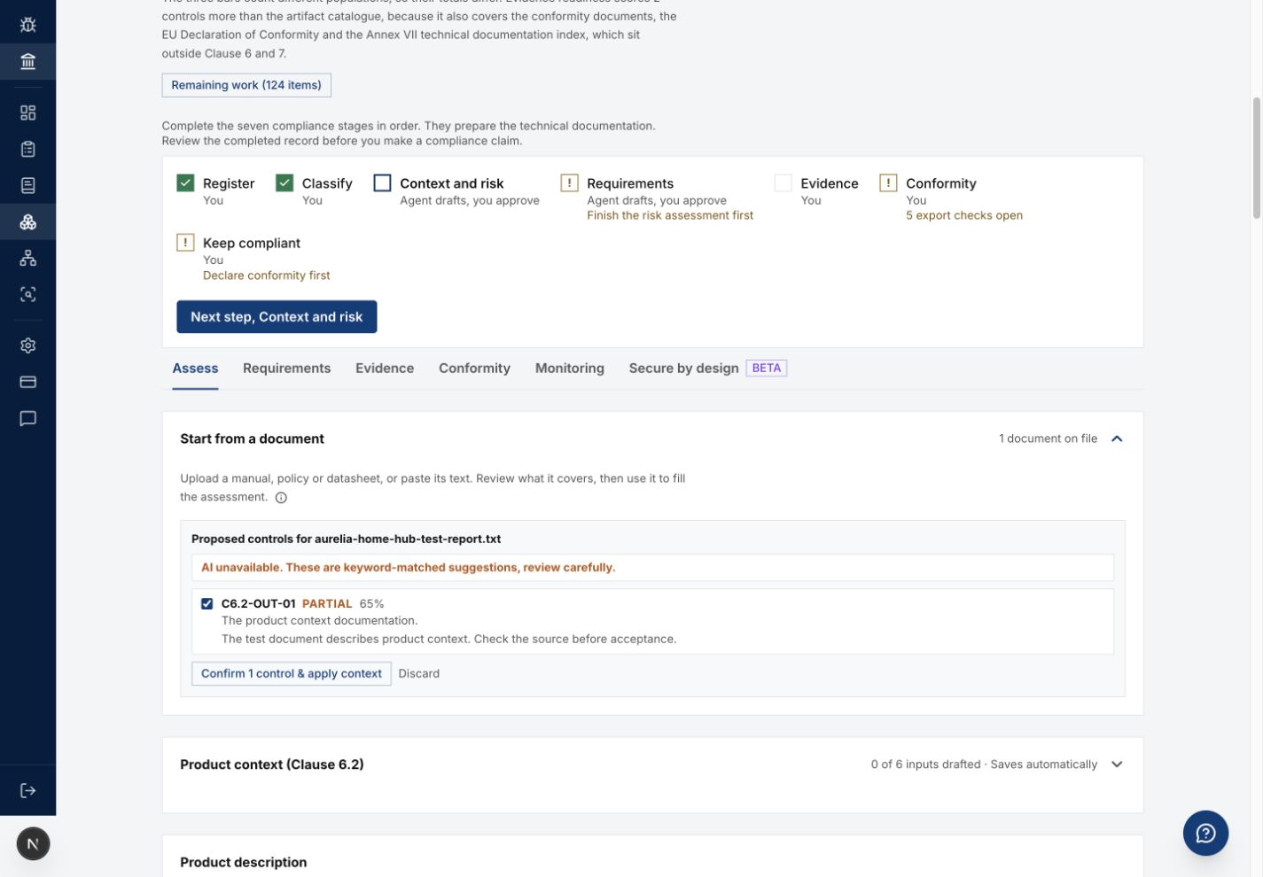 Proposed document controls with confirmation and discard controls